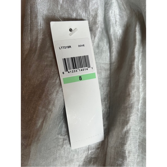 NWT London Times Silver Metallic Cocktail Dress - Size 8 - Picture 8 of 9